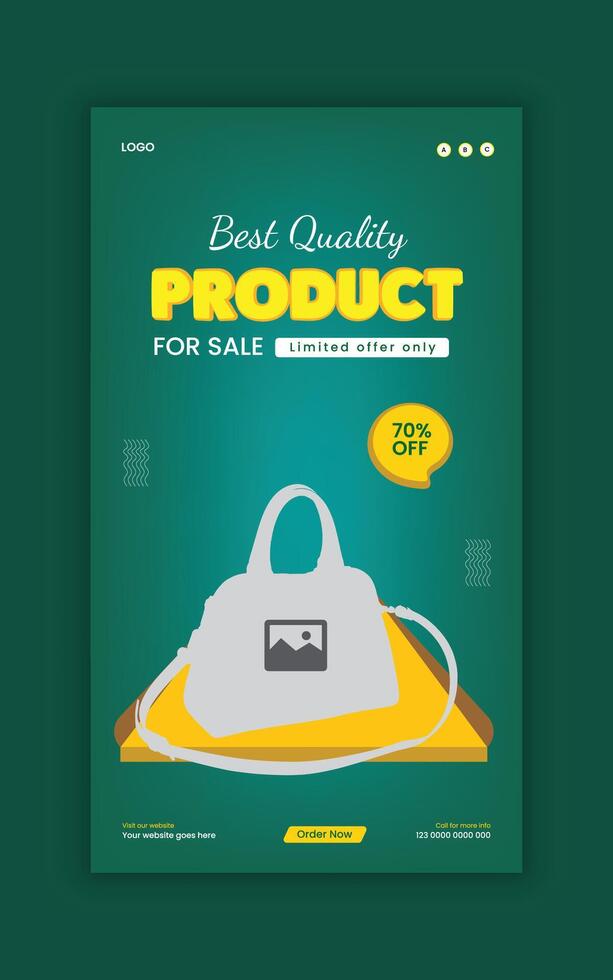 Vertical banner for bag sale social media story template vector