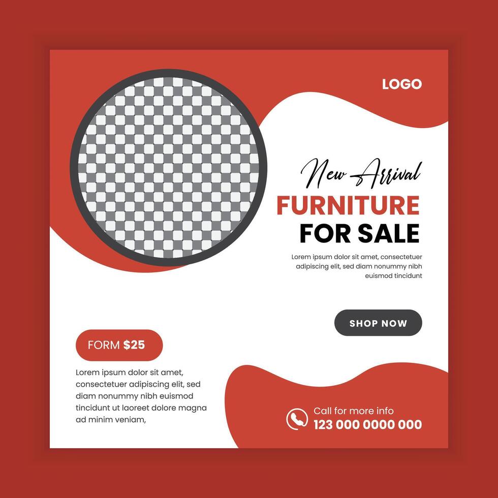 Social media post banner design template, or Exclusive modern furniture store web banner design vector