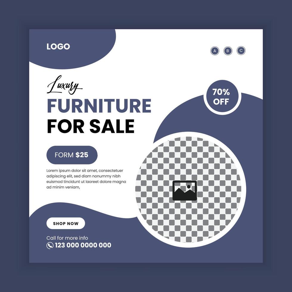 Office furniture social media post banner design template vector