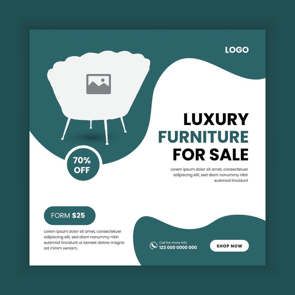 Furniture social media post banner design template vector