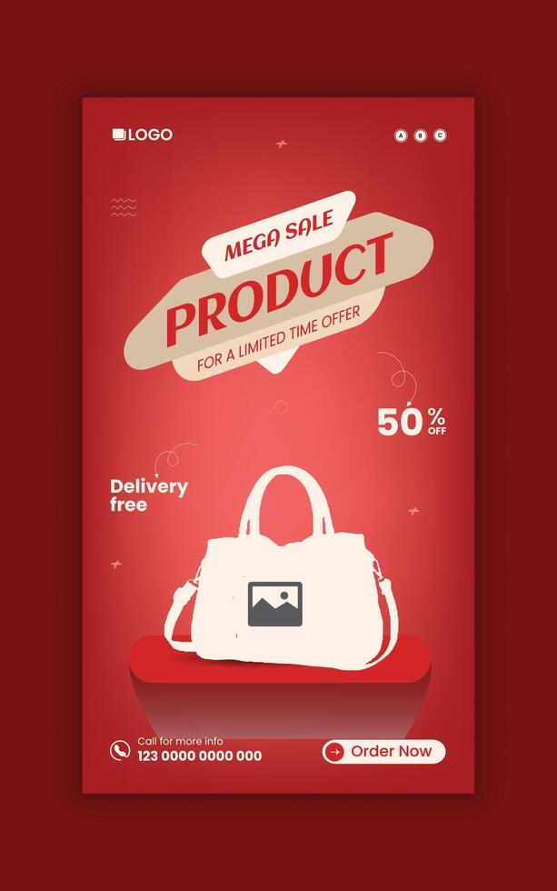 Women's bag sale social media story post template vector