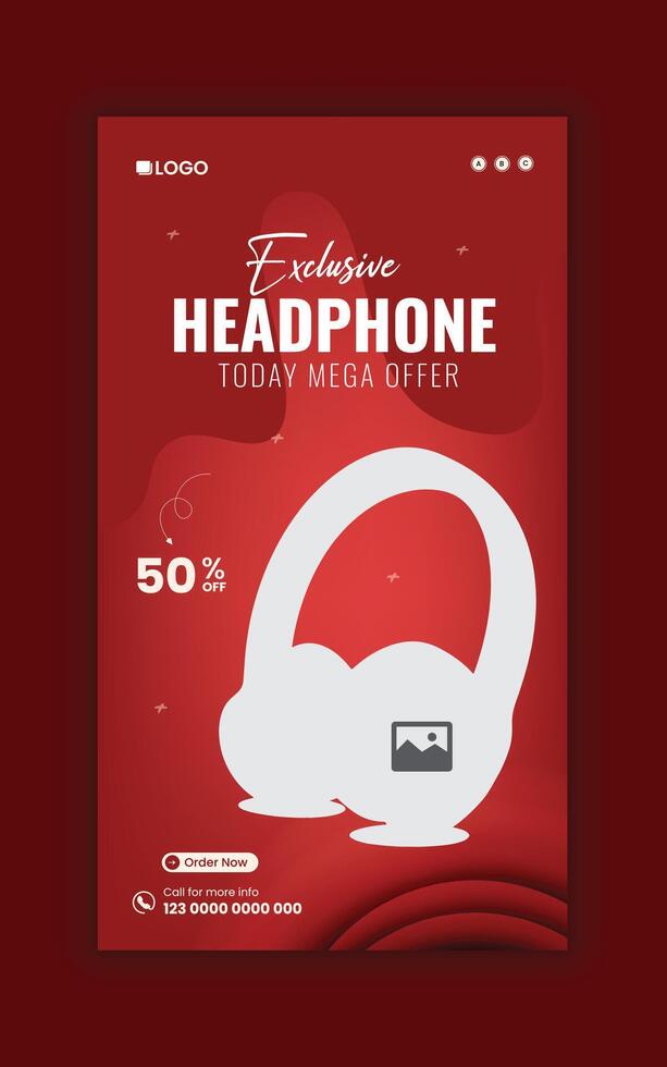 Exclusive headphone sale Social media story banner design and online post vertical banner design template vector