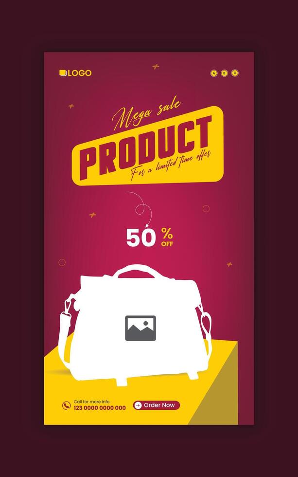 Ladies Bag Sale Social Media Story Banner Design or Super sale offer online banner template vector