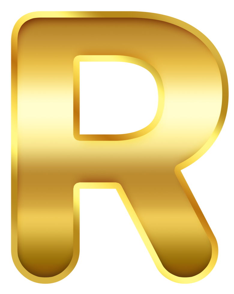 gradient gold letter R png