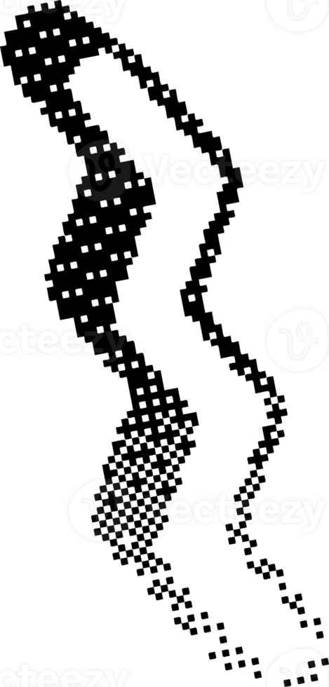 Bitmap pattern shape. Zigzag halftone gradient element. Y2k graphic abstract icon. Dither noisy grunge texture. png