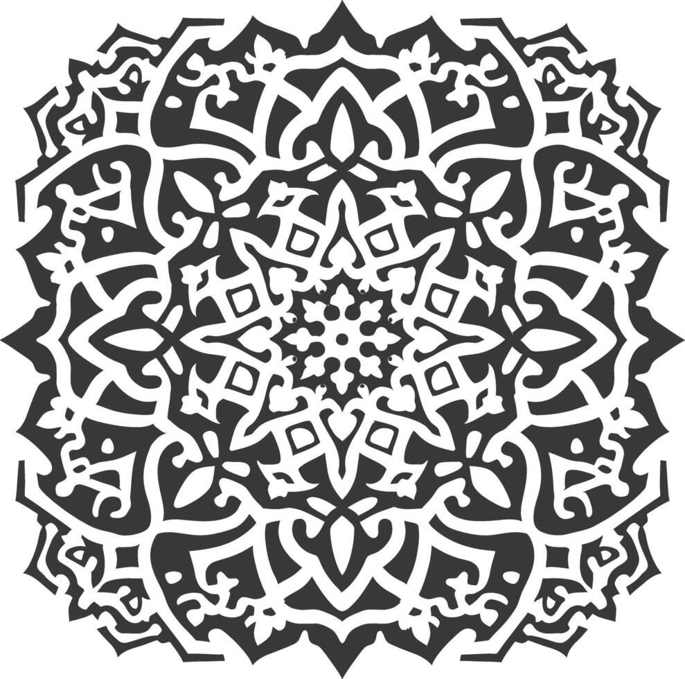 A black and white design with a circular pattern vector