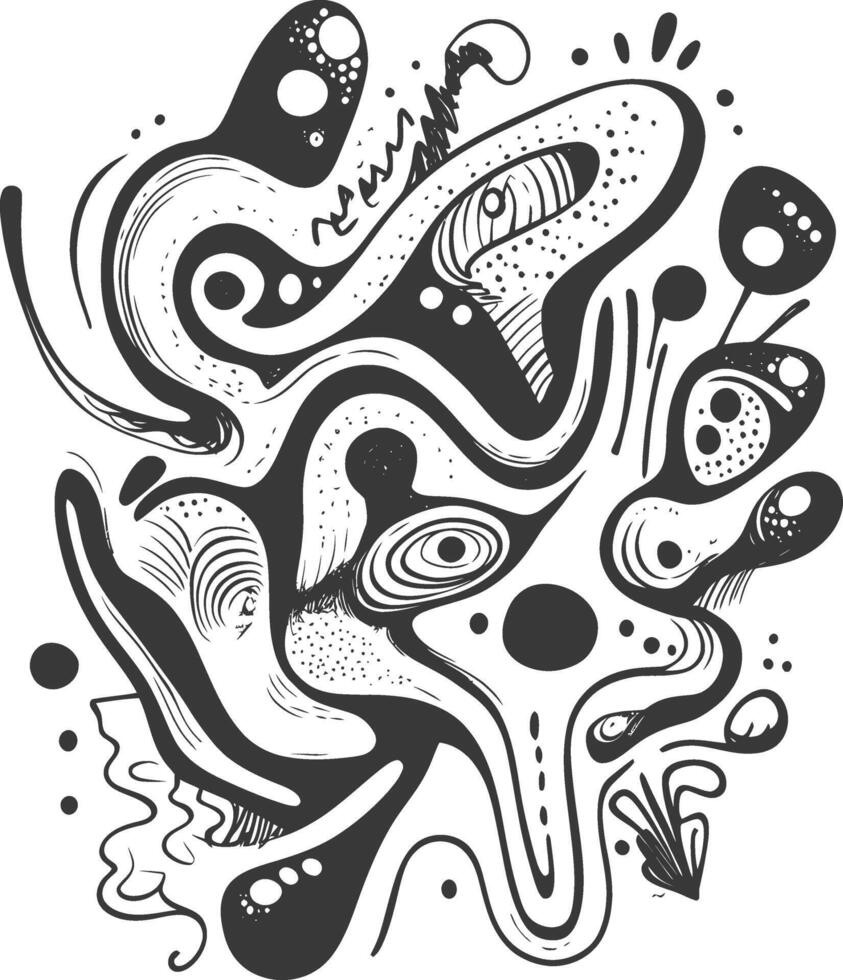 A black and white drawing of a swirl vector