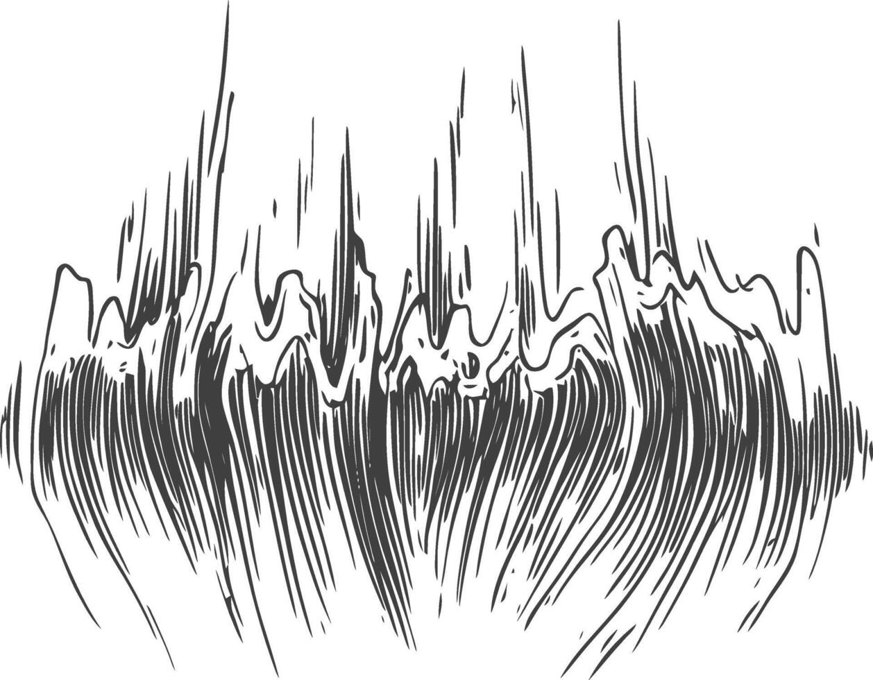 A black and white drawing of a wave vector