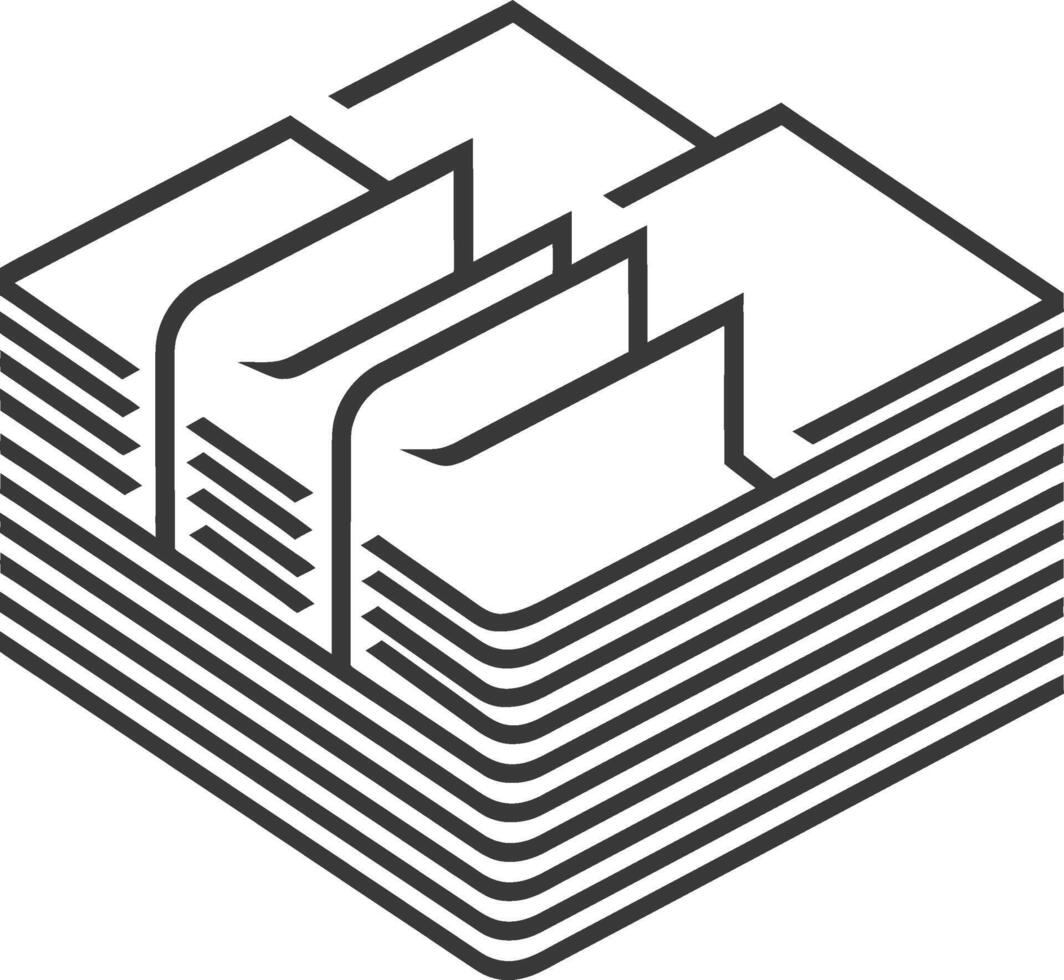 A black and white logo for a building vector