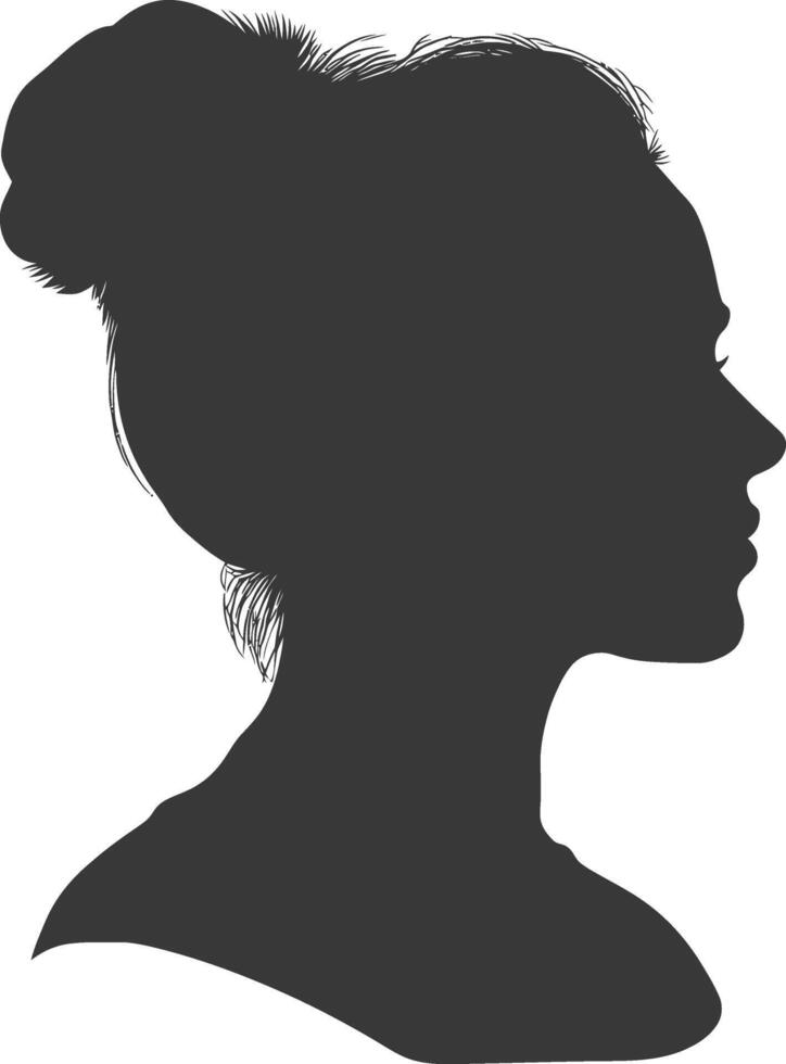 Silhouette of a woman's head with a bun in the back vector