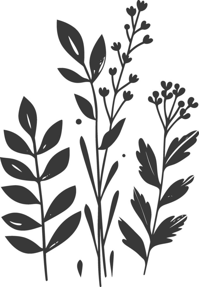 Black and white illustration of leaves vector