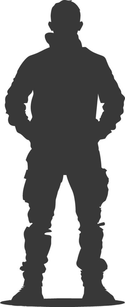 Silhouette of a soldier standing with his hands on his hips vector