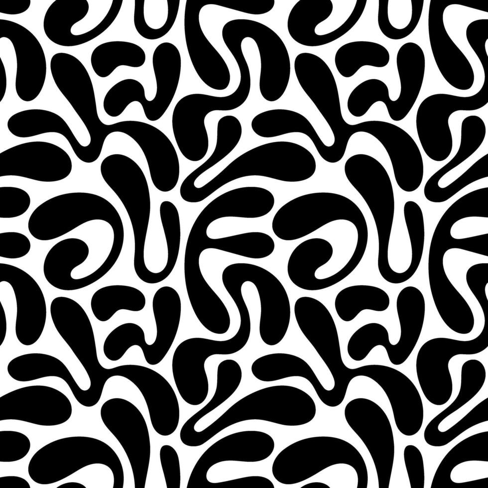 Seamless pattern with black waves. Trendy background in style retro 60s, 70s. vector