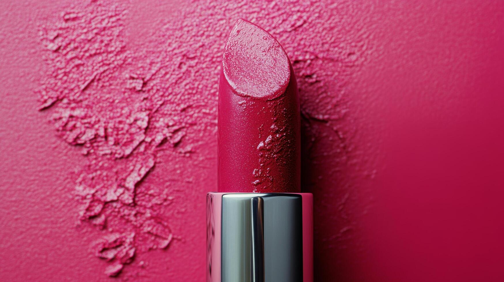 Bright pink lipstick on textured background with vibrant color and artistic presentation photo
