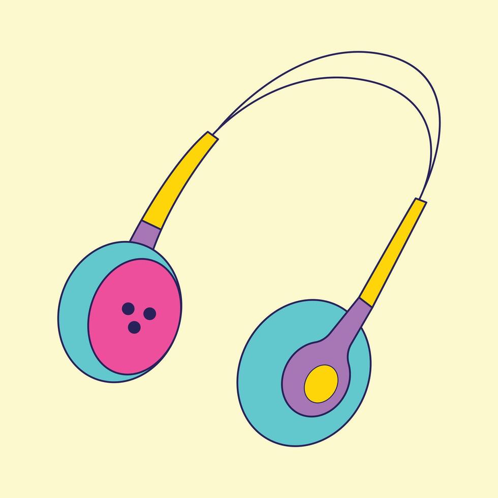 a cartoon headphone with a button on it vector