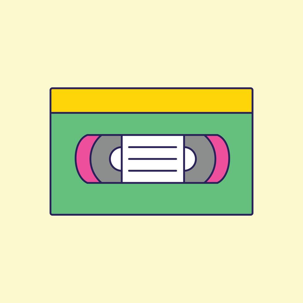 a cassette tape icon in a flat style vector