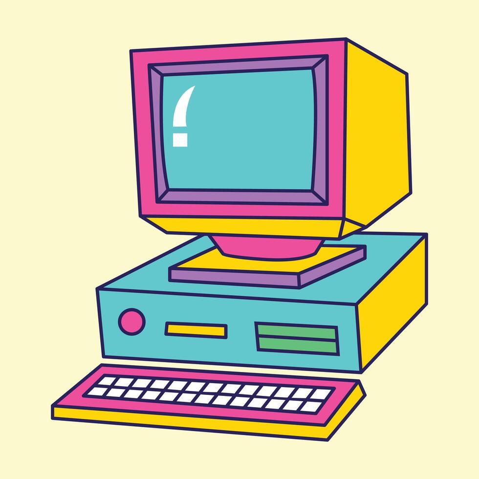 old school computer image vector