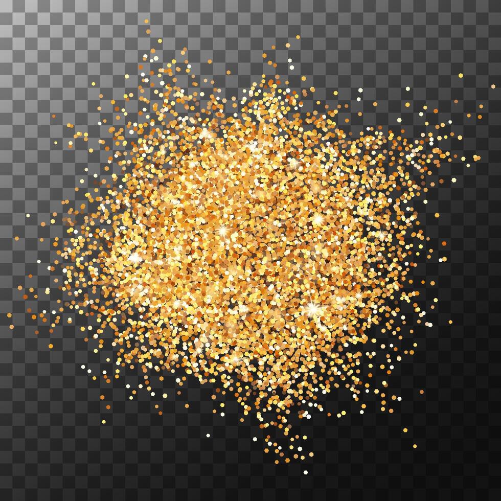 Glamorous glowing glitter explosion particles isolated on dark background. Great for design Christmas, valentine and birthday cards, posters, wedding or party invitations, website banners. vector