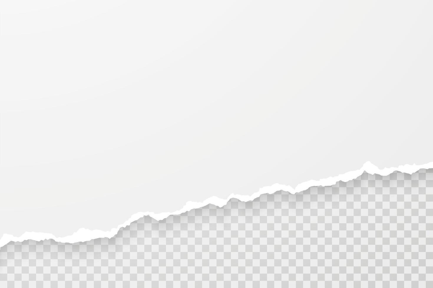 Realistic illustration of a ripped paper edge. Torn half sheet piece with soft shadow and place for text or image. template for banner, header, advertisement design. vector
