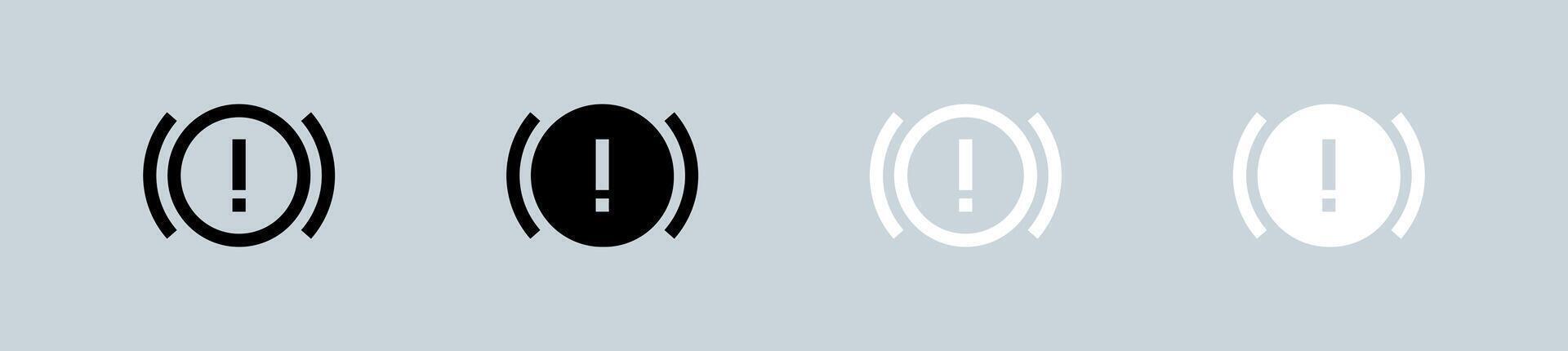 Parking brake icon set in black and white. Automobile signs illustration. vector
