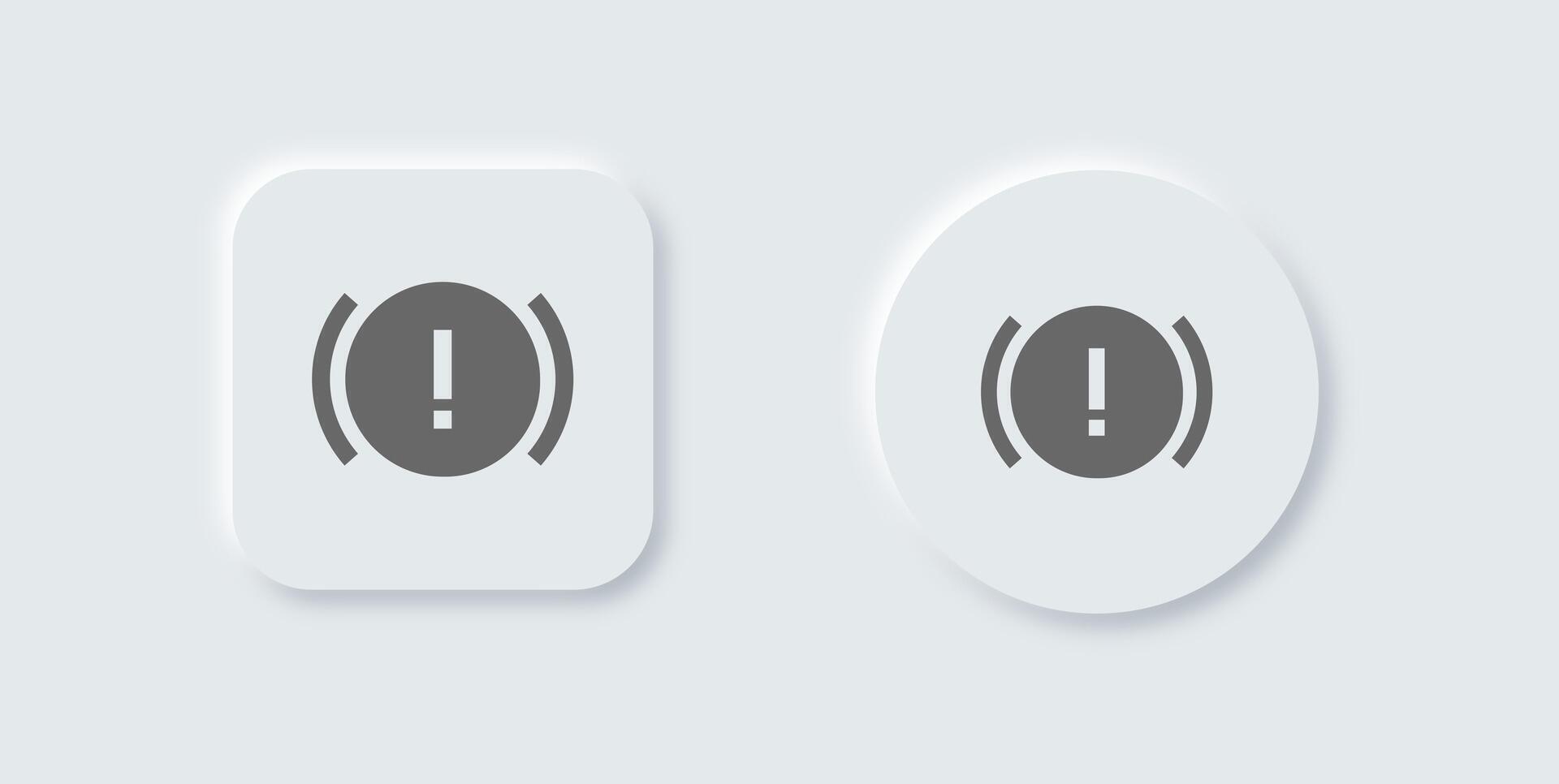 Parking brake solid icon in neomorphic design style. Automobile signs illustration. vector