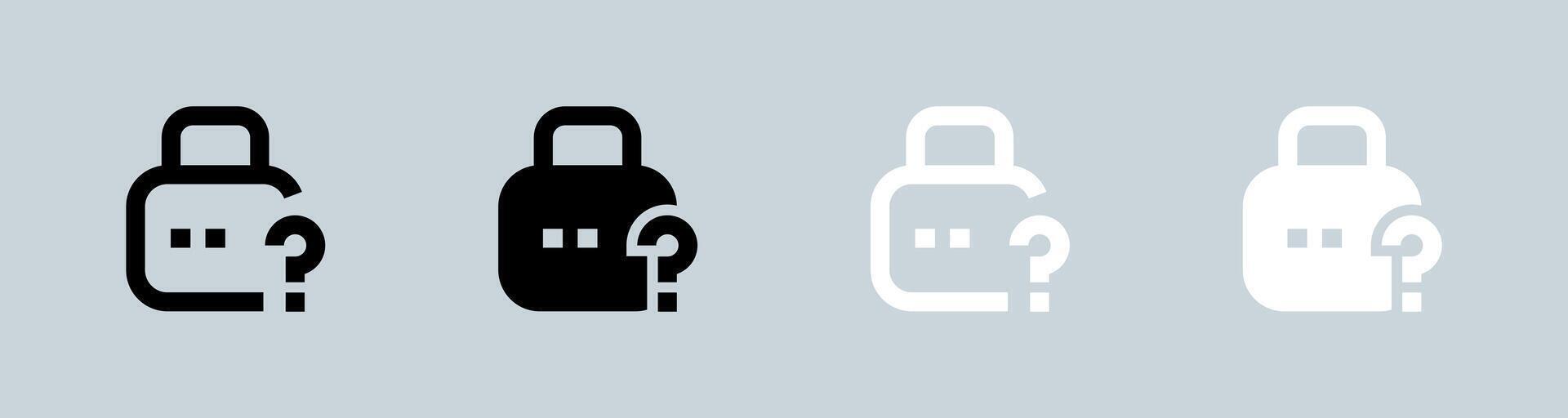 Forget icon set in black and white. Password signs illustration. vector