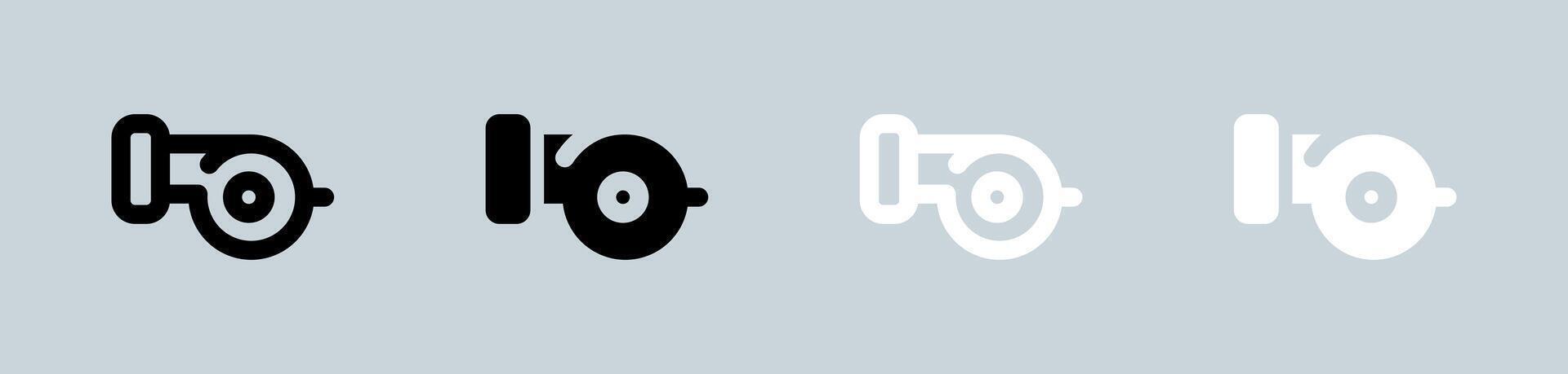 Pump icon set in black and white. Motor signs illustration. vector