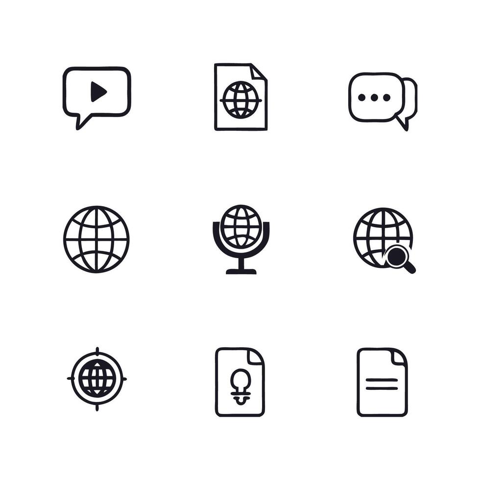 Black color outline icon set illustration vector