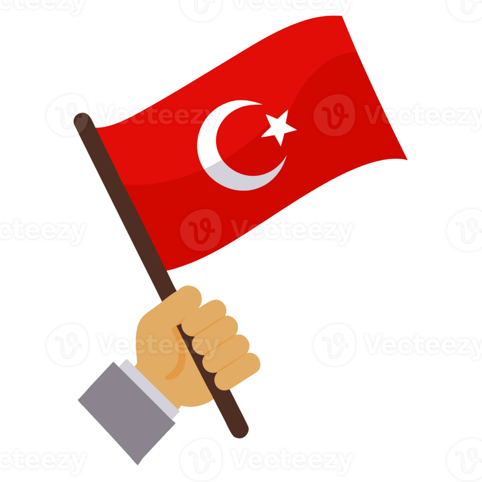A hand holding a flag of turkey png