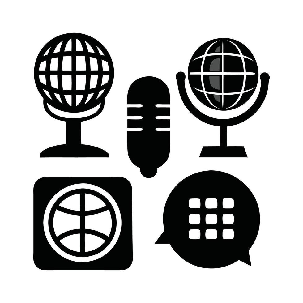 A black and white icon set illustration vector