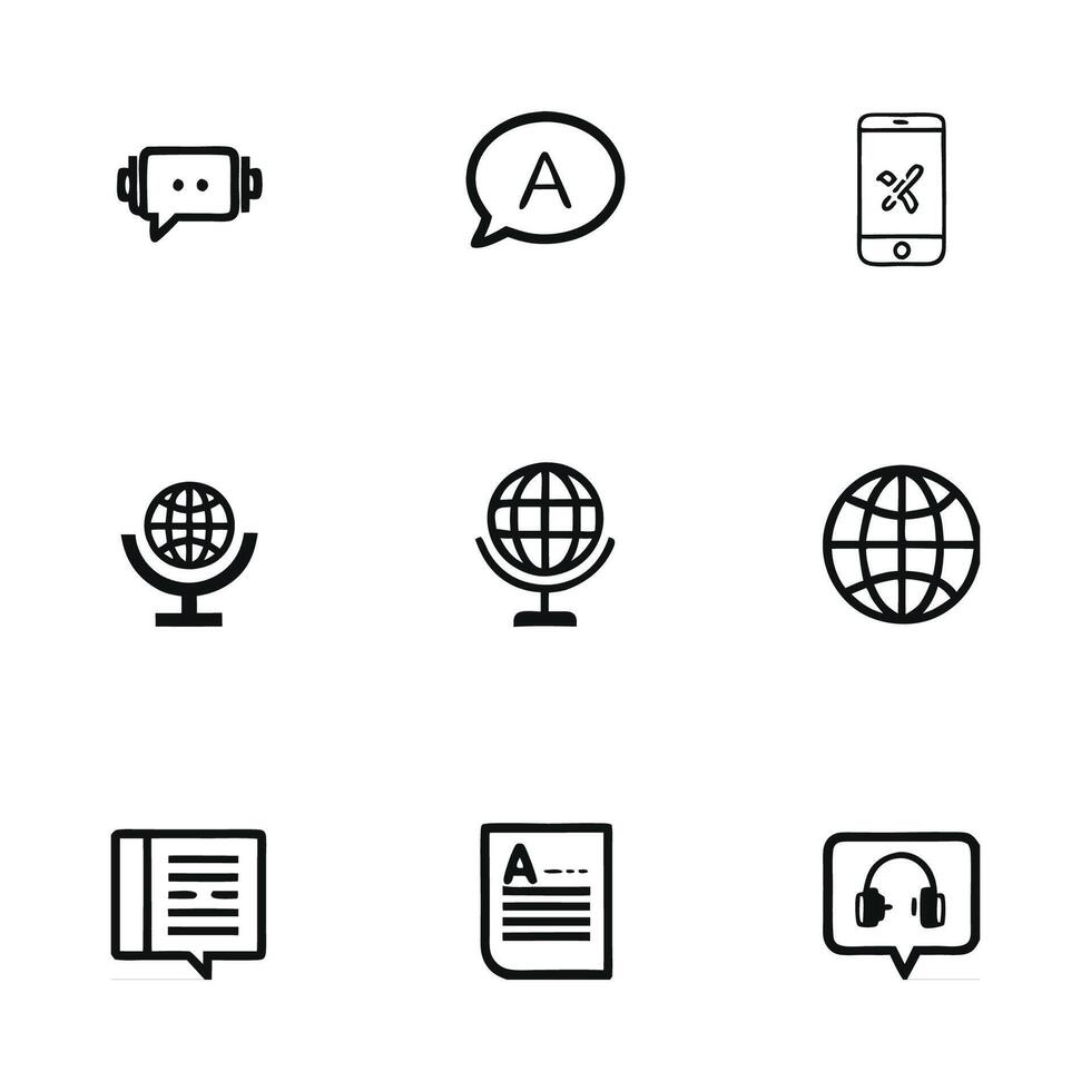 A set of line art icon illustration vector