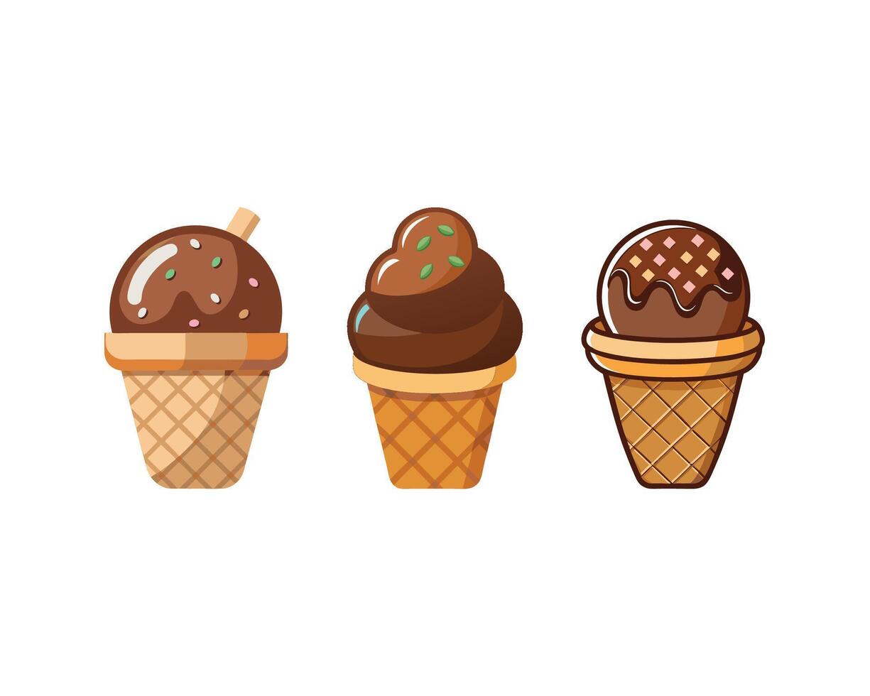 Three ice cream illustration vector