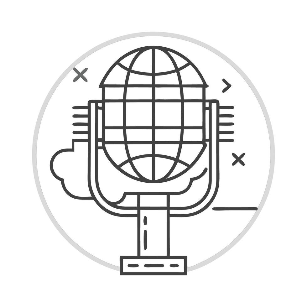 A illustration of a microphone in a circle vector