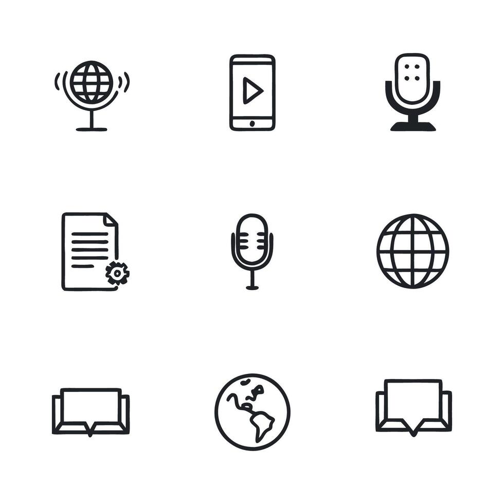 A series of different images of different symbols icon set vector