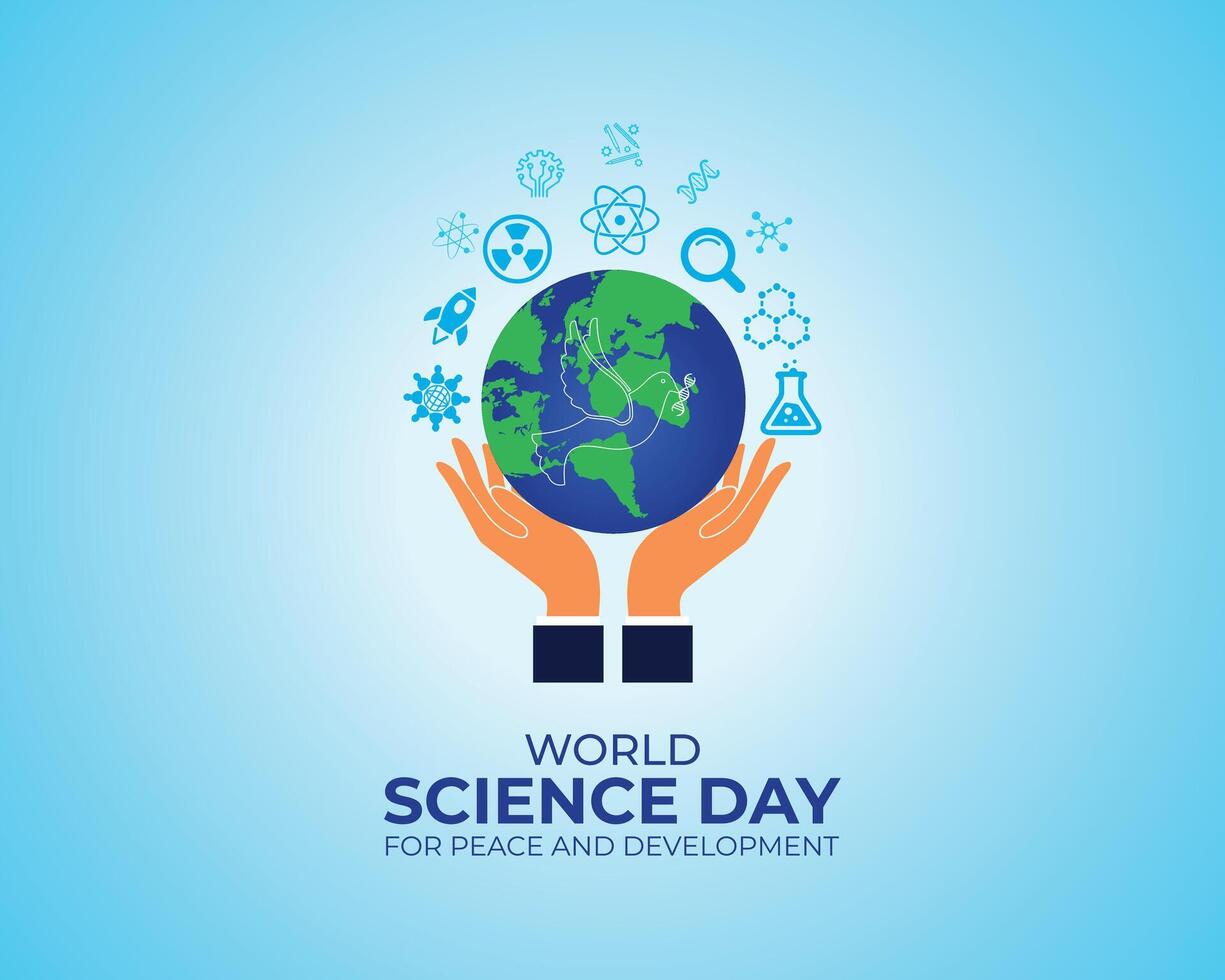 World Science Day for Peace and Development. November 10.Template for background with banner, poster and card. Flat illustration. flat Design. vector