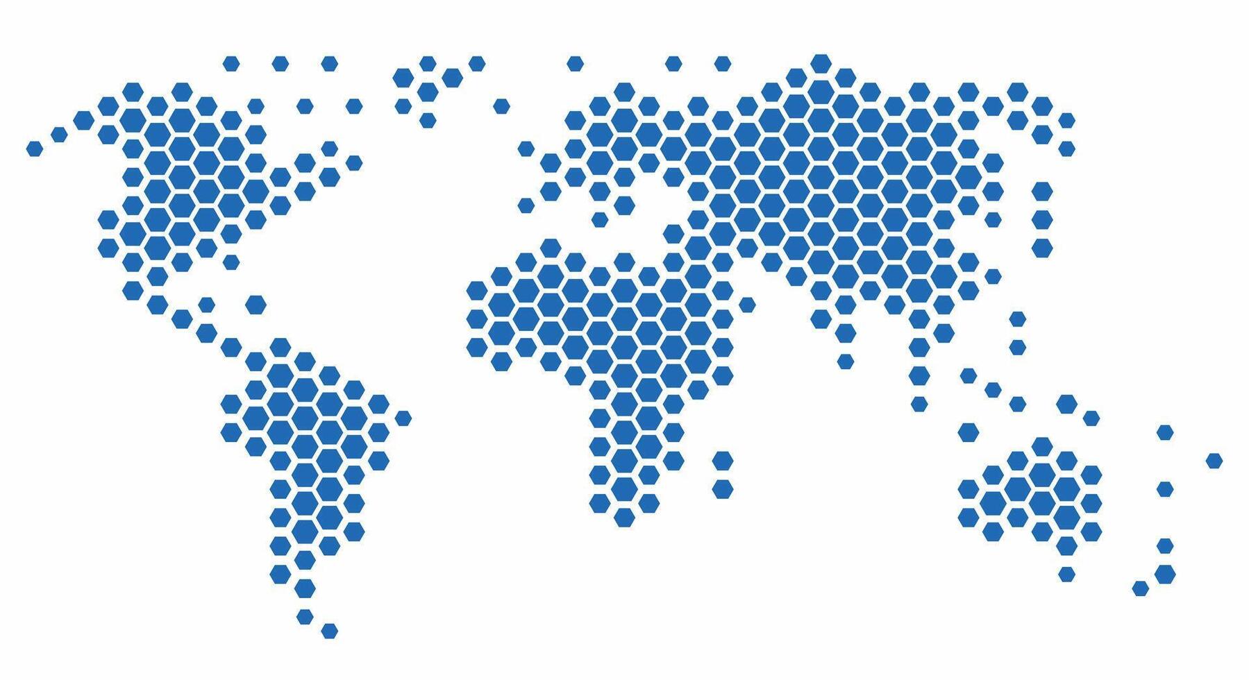 Hexagon shape world map on white background. vector