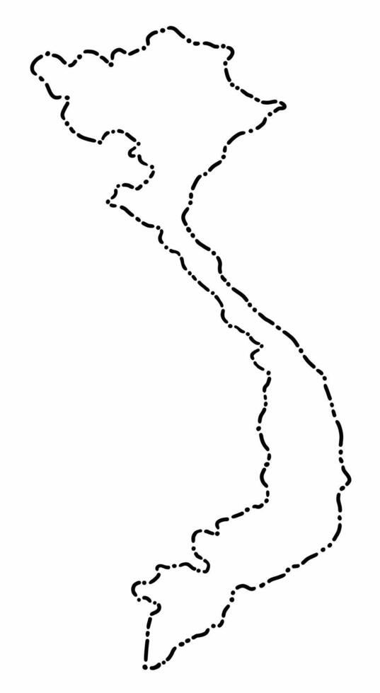 Doodle freehand dash line drawing of Vietnam map. vector