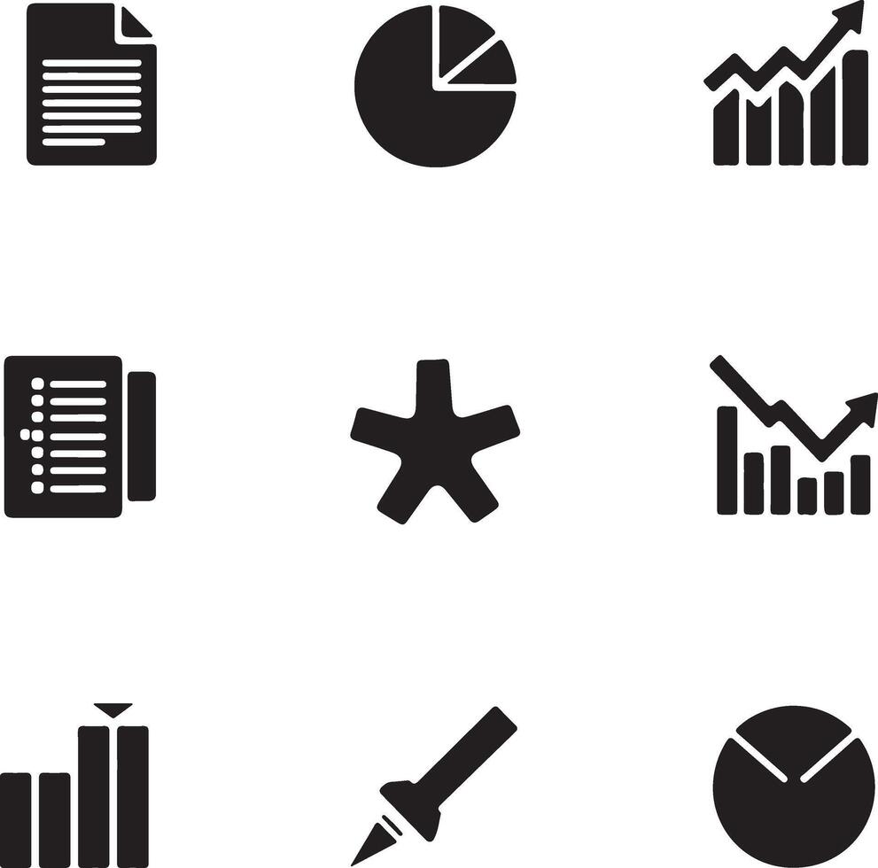 Business Data Analysis Icons Set Growth Charts vector