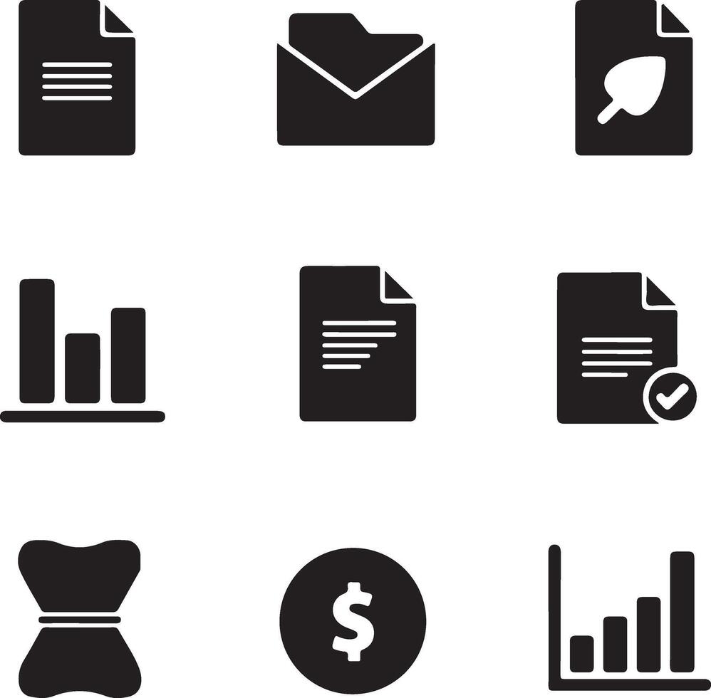 Business Data Analysis Icons Set Document Charts vector