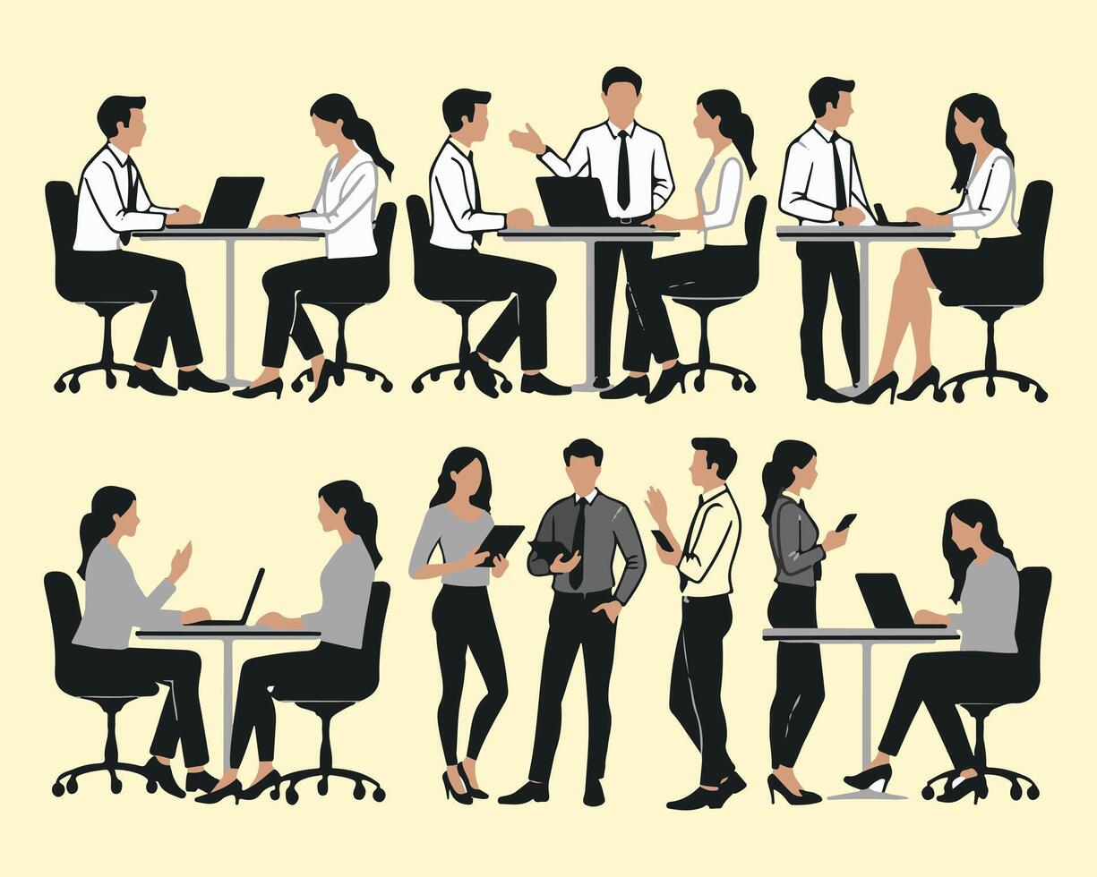 Office Workers Collaborating On Projects And Tasks vector