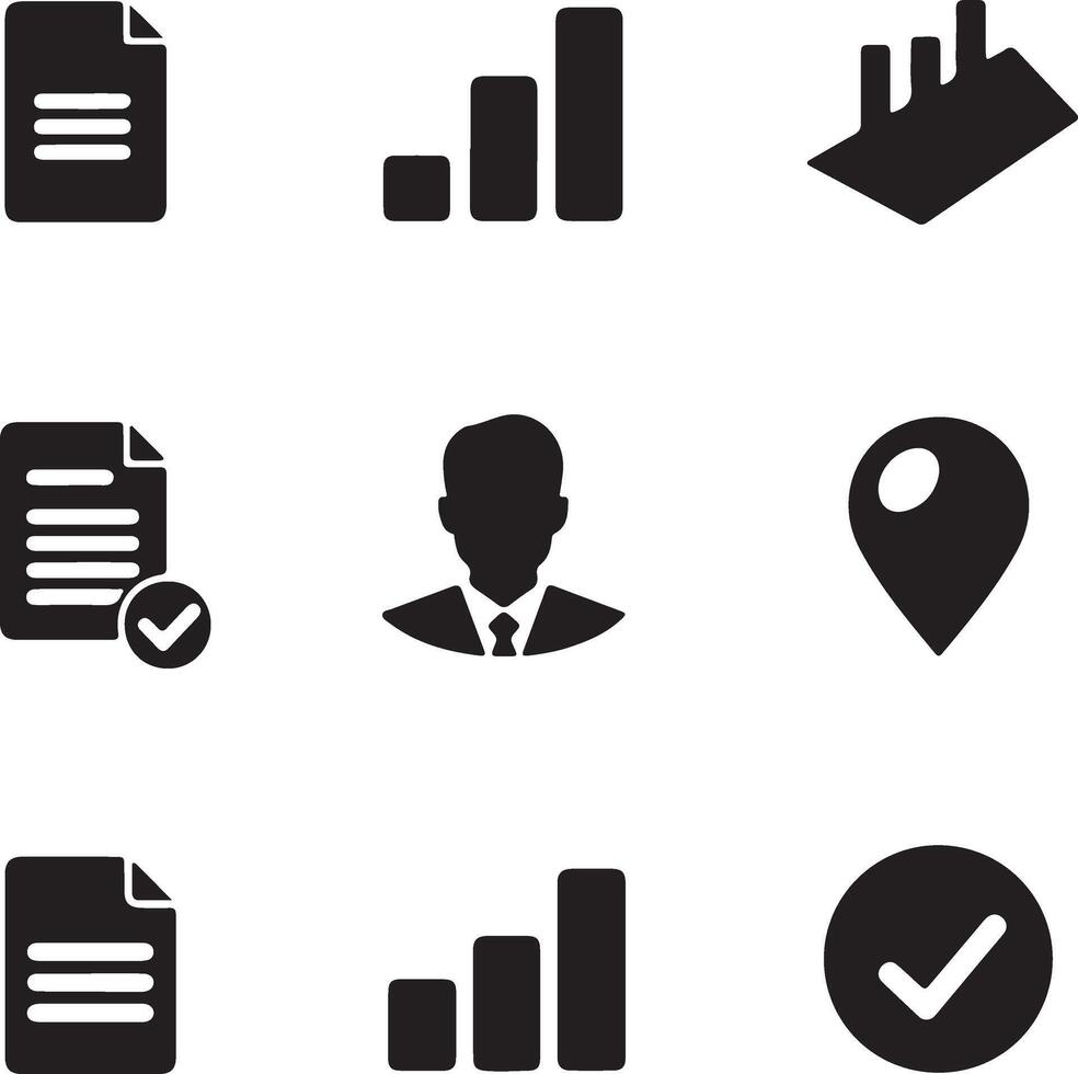 Black and White Business Icons Set vector