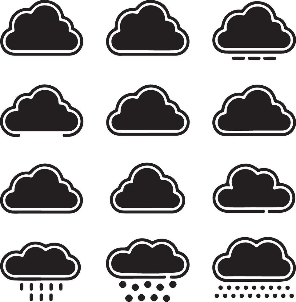 Cloud Computing Icons Set Data Storage Network vector