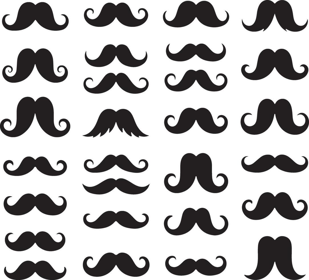 Collection of Black Mustache Silhouettes vector