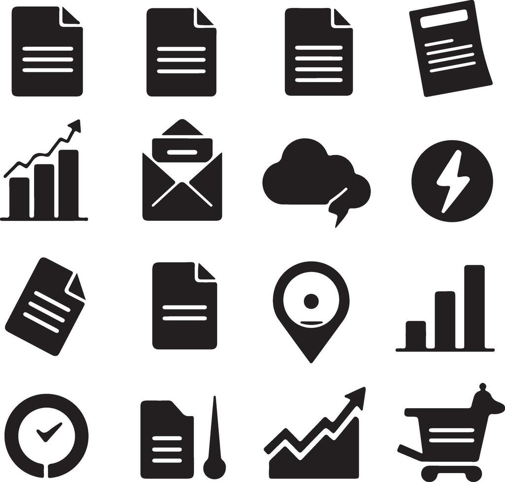 Business Finance Icon Set Charts, Documents, Users vector