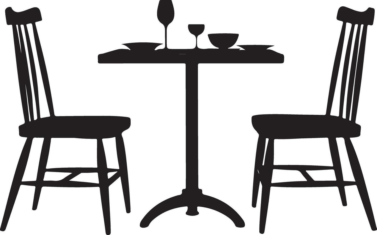 Silhouette of a Table Setting with Two Chairs vector