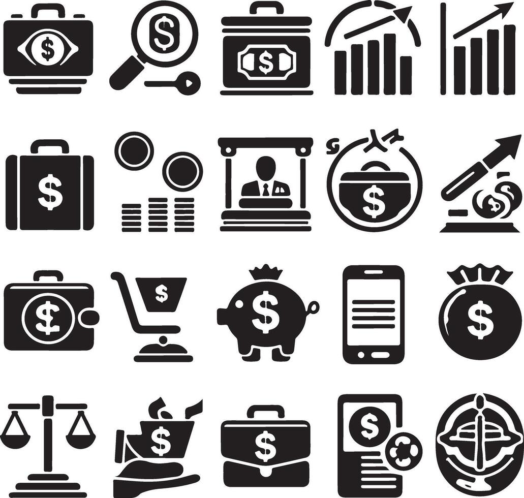 Financial Success Icons Growth, Investment, and Wealth vector