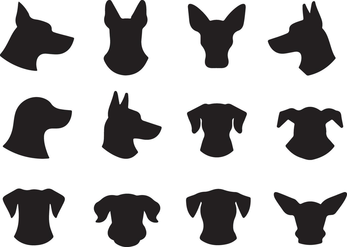 Dog Breeds Silhouettes Collection Headshots vector