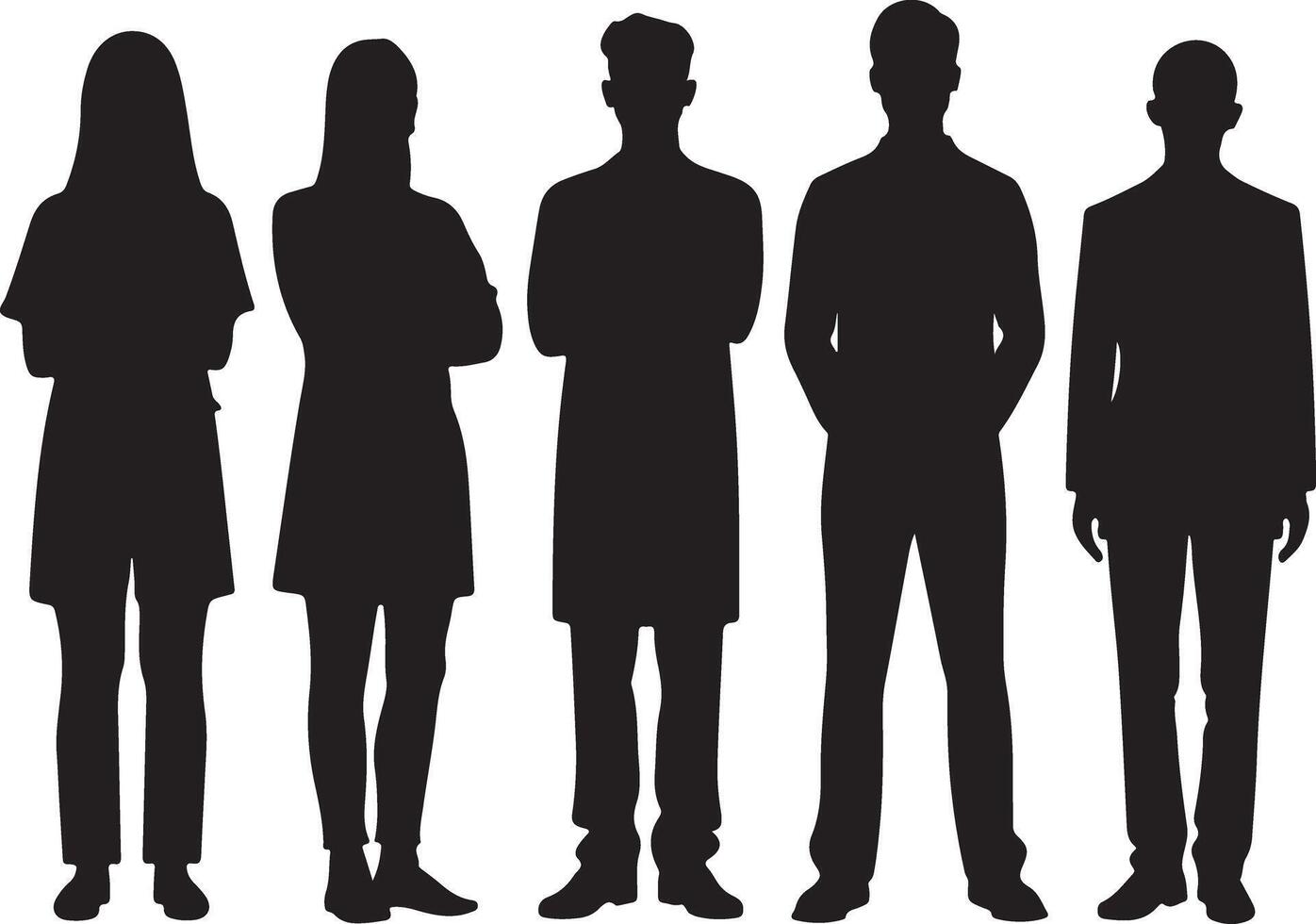 Silhouettes of Five People Standing Together vector