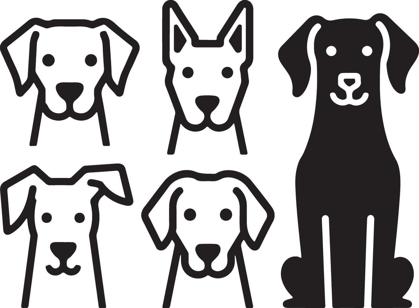 Dog Breeds Silhouette Collection Canine Icons vector