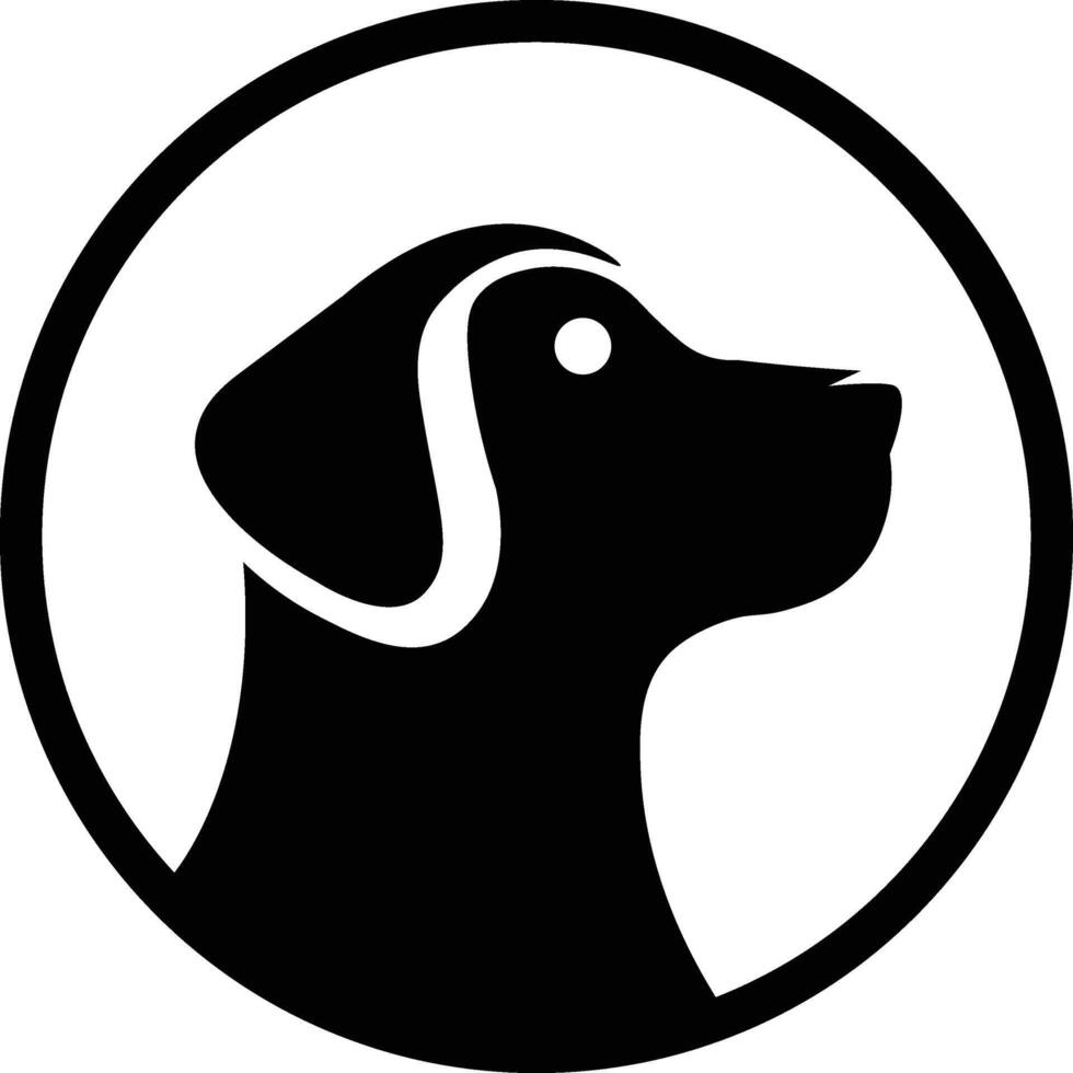 Black and White Dog Head Silhouette Icon vector